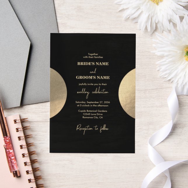 Modern Contemporary Black & Gold Abstract Wedding Vellum Invitations (Wedding)