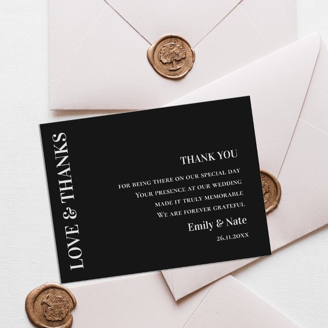 Modern Contemporary Black White Wedding Thank You Postcard (Modern Contemporary Black White Wedding Thank You Postcard)