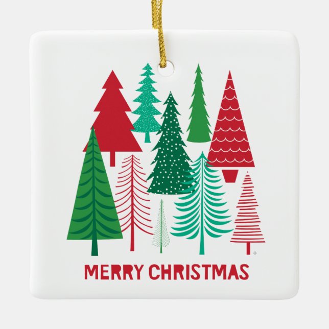 modern contemporary Christmas trees Ceramic Ornament (Front)