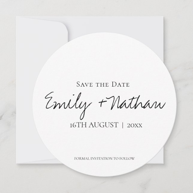 Modern Contemporary Classic Black  White Wedding S Save The Date (Front)