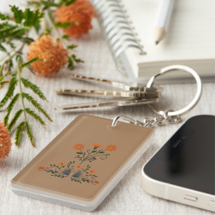 Modern Contemporary Floral Acrylic Keychain