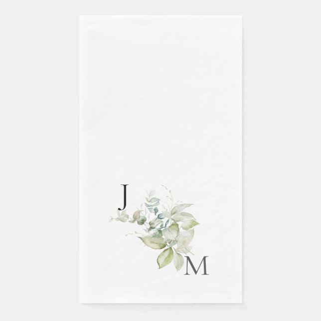 Modern & Contemporary Foliage Monogram  Paper Gues Napkin (Front)
