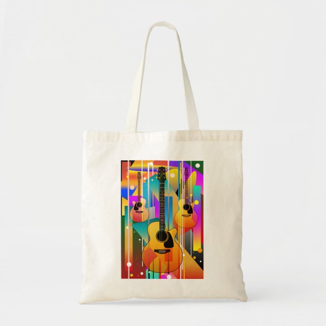 Modern Contemporary Geometric Guitar  Tote Bag (Front)
