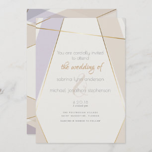 Modern Contemporary Geometric Mushroom Violet Invitation