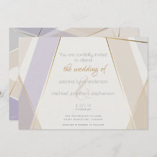 Modern Contemporary Geometric Mushroom Violet Invitation
