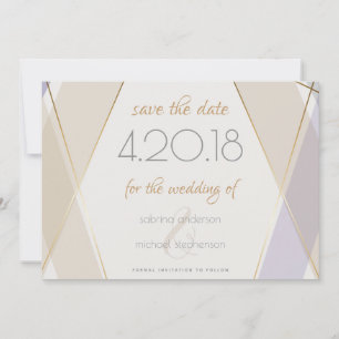 Modern Contemporary Geometric Mushroom Violet Save The Date