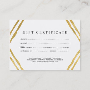 Modern Contemporary Gold Gift Certificate