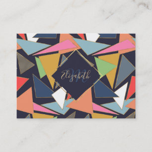 Modern Contemporary Gold Strokes Colourful Triangl Business Card