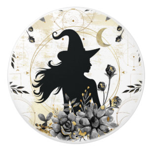 Modern contemporary Halloween witch 3 Ceramic Knob