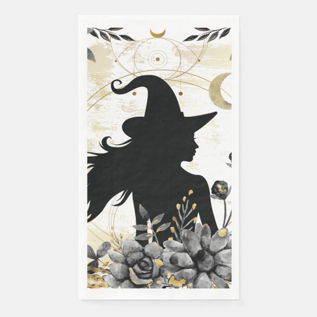 Modern contemporary Halloween witch 3 Napkin (Front)