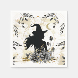 Modern contemporary Halloween witch 3 Napkin