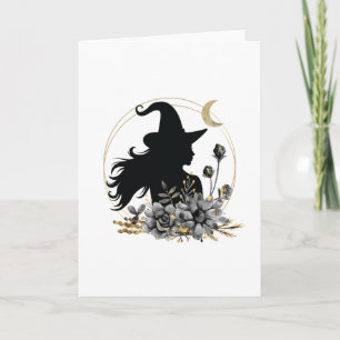 Modern contemporary Halloween witch Card