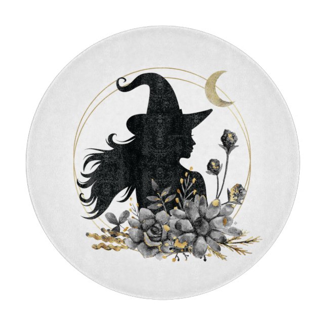 Modern contemporary Halloween witch Cutting Board (Front)