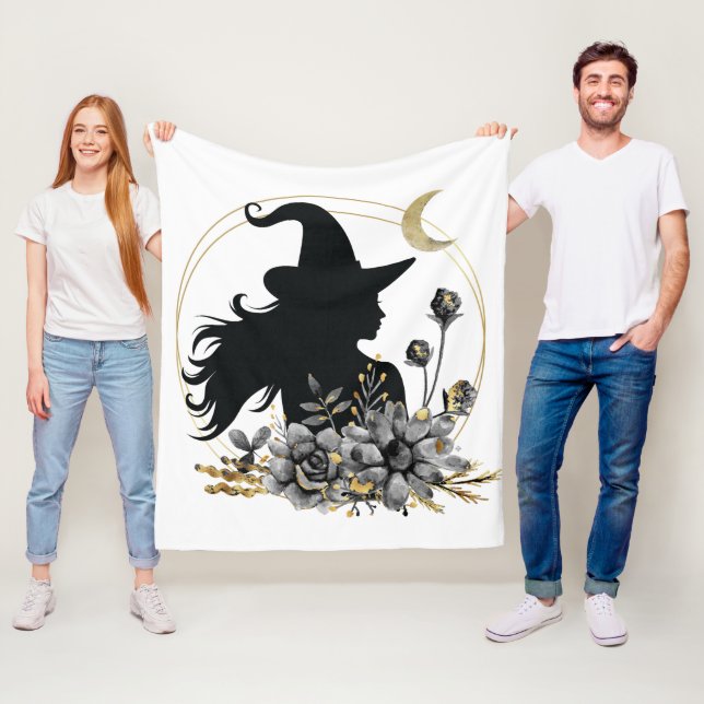 Modern contemporary Halloween witch Fleece Blanket (In Situ)