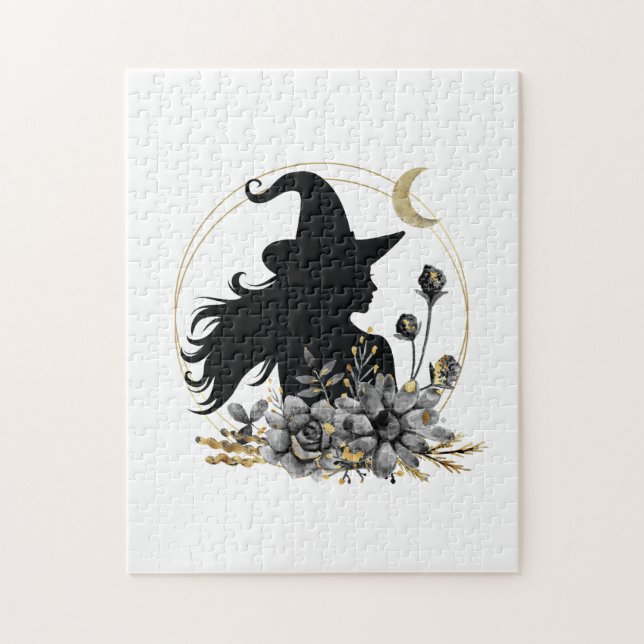 Modern contemporary Halloween witch Jigsaw Puzzle (Vertical)