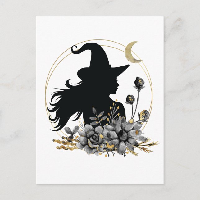 Modern contemporary Halloween witch Postcard (Front)