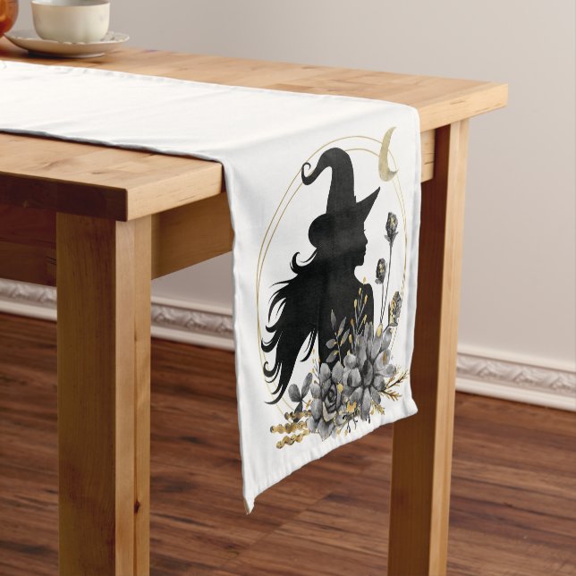 Modern contemporary Halloween witch Short Table Runner (In Situ)