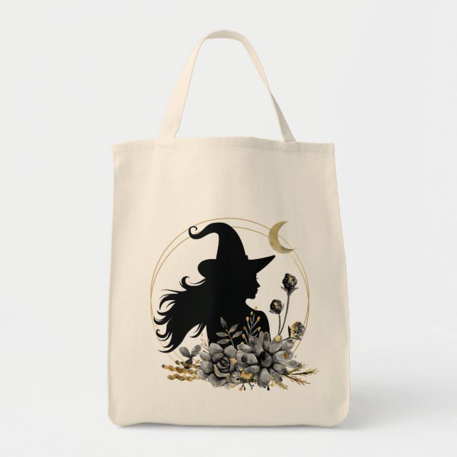 Modern contemporary Halloween witch Tote Bag (Front)