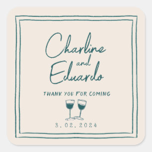 Modern Contemporary Handwriting Retro Wedding Square Sticker