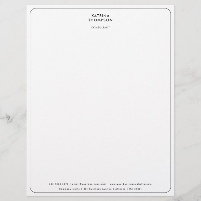 Modern Contemporary Minimalist Business Corporate Letterhead (Front)