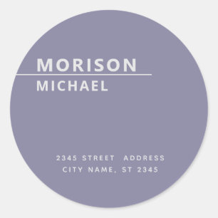 Modern contemporary minimalist return address classic round sticker