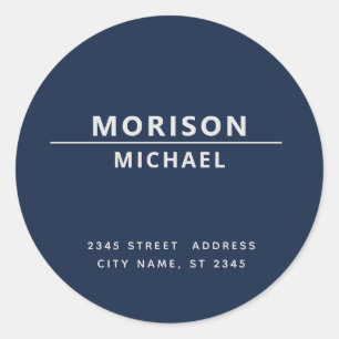 Modern contemporary minimalist return address classic round sticker