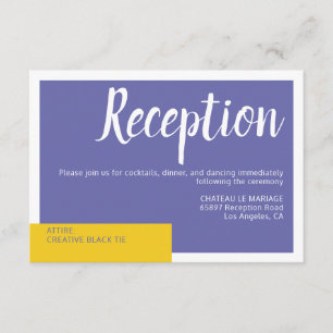 Modern Contemporary purple yellow wedding minimal Enclosure Card