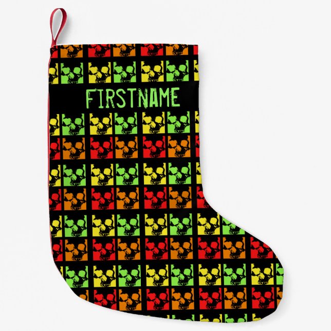 Modern contemporary skull pattern small christmas stocking (Front)