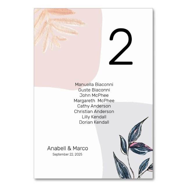 Modern Contemporary Table number Card (Front)