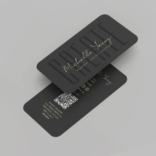 Modern Content Creator Black Gold Graphic Designer Business Card