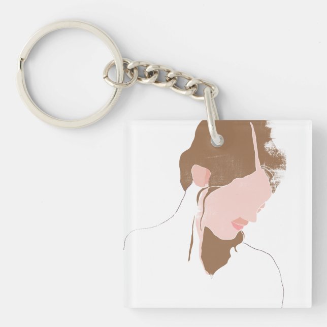 Modern Contour Portrait Keychain (Front)