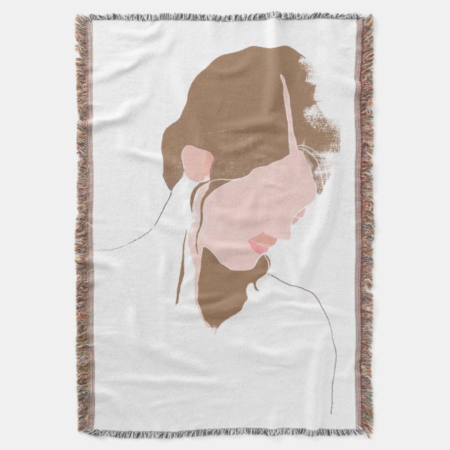 Modern Contour Portrait Throw Blanket (Front Vertical)