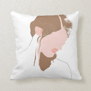 Modern Contour Portrait Throw Pillow