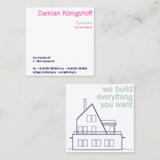 Modern Contractor Building House Square Business Card