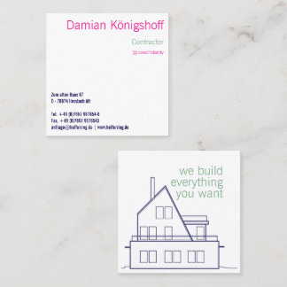 Modern Contractor Building House Square Business Card