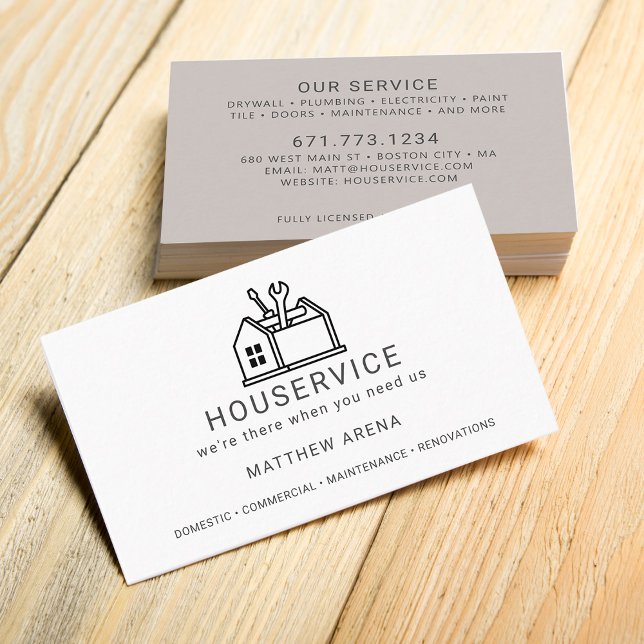 Modern Contractor Maintenance Service Business Card (Modern Contractor Maintenance Service Business Card)