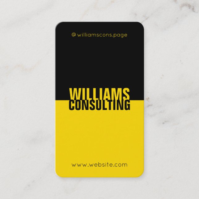 Modern contrast duo tone split black yellow business card (Front)