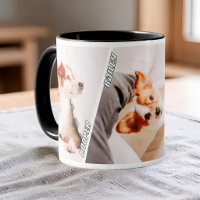 Modern Cool 3 Photo Names Collage Multi Pet Owner
