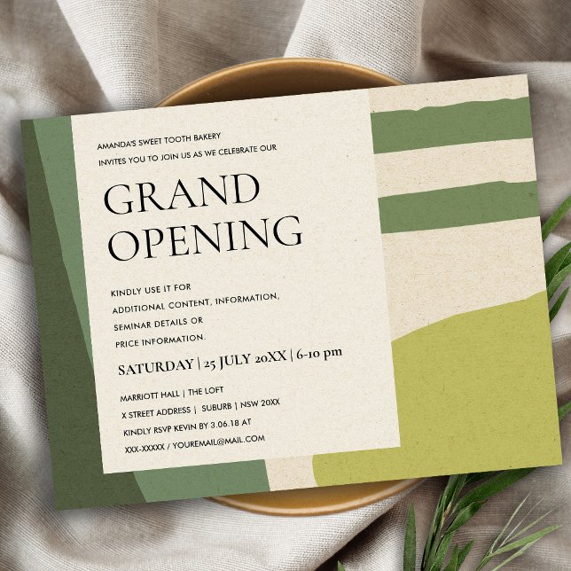 MODERN COOL ABSTRACT ART LIME GREEN GRAND OPENING ANNOUNCEMENT POSTCARD (Creator Uploaded)