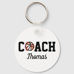 Modern Cool Basketball Coach Ball Graffiti & Name  Keychain