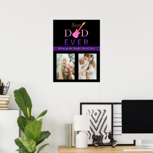 Modern Cool Best Dad Photo Collage Fathers Day Poster