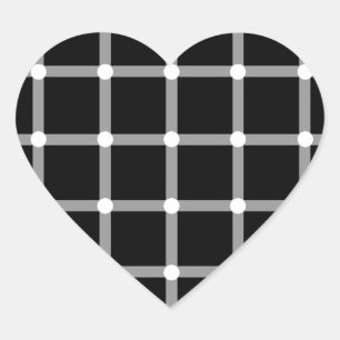 Modern Cool Black and White Optical Illusion Heart Sticker