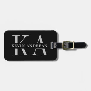 Modern Cool Black Monogram Luggage Tag