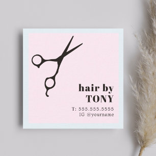 Modern Cool Black Rose Blue Hair Stylist Square Business Card