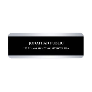 Modern Cool Black Silver Template Return Address