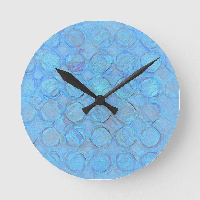 Modern Cool Blue Circles Abstract Geometric Round Clock (Front)