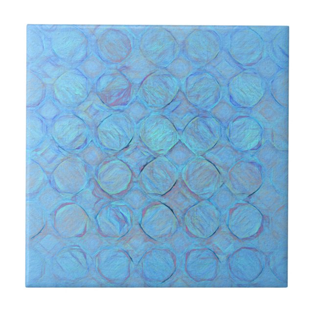 Modern Cool Blue Circles Abstract Geometric Tile (Front)