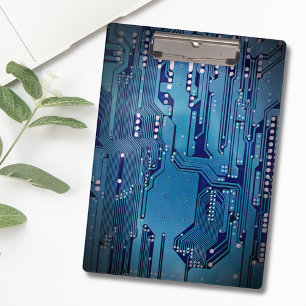Modern Cool Blue Circuit Board High Tech Photo Clipboard