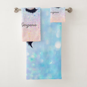 Modern Cool Bokeh Ombre Faux Lashes Bath Towel Set