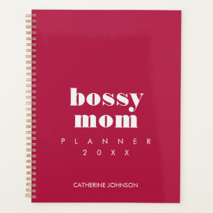 Modern Cool Bossy Mom Red Burgundy Personalized Planner